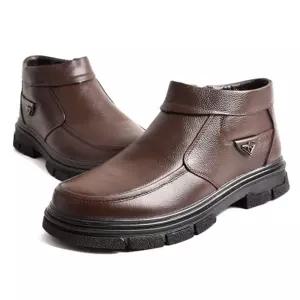 남성 가죽 방한부츠 신사화 정장구두 안감 퍼 방한화 XQK4+8azy