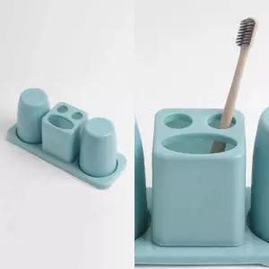 칫솔꽂이 양치컵 블루 세트 솔물 칫솔 꽂이 화장실물 가글 사무실 회사 홀더 걸이 보관 약걸이 욕실악세사