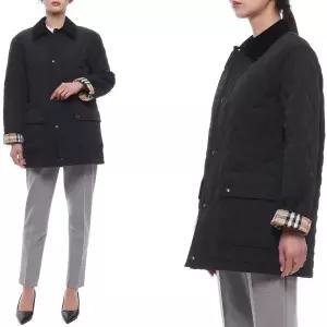 [롯데백화점]버버리 24FW 여성 코듀로이 다이아몬드 퀼팅 재킷 8096916 BLACK SAND 24F