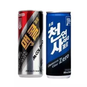 일화 맥콜 제로+천연사이다 제로 250ml x 각 30캔 총 60캔