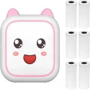 스마트폰용 Irfora 미니 열 프린터 다기능 휴대용 스티커 즉석 사진 잉크 인쇄 포트 BT 연결 6장의 종이 롤