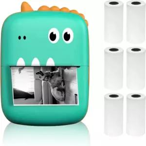 스마트폰용 Irfora 미니 열 프린터 다기능 휴대용 스티커 즉석 사진 잉크 인쇄 포트 BT 연결 6개의 종이 롤