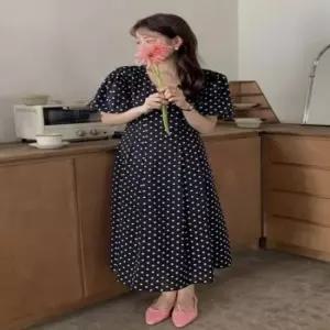 [SBD] 메이비굿 브이넥도트 쉬폰원피스 원피스 퍼프소매