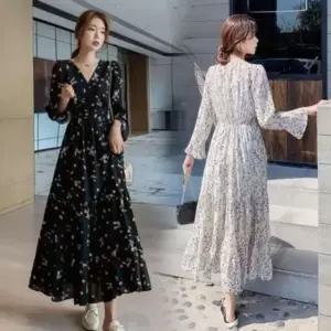 [SBD] 원피스 브이넥 드레스 데일리 롱 화사한 쉬폰원피스