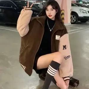 여성 뽀글이 야구점퍼 후리스 잠바 바시티 자켓 2색