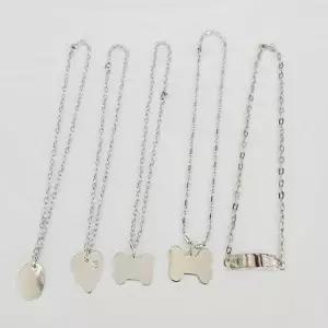 강아지 무지 체인 목걸이 1P 반려견 이름표 팬던트 애견산책목줄