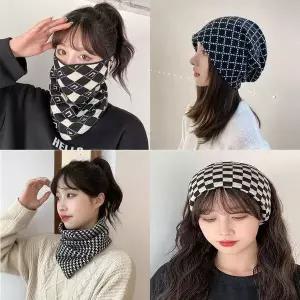 여성 겨울 패턴 방한마스크 멀티 넥워머 일체형