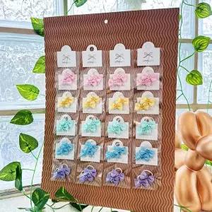 강아지 봄꽃 리본 보석 고무줄 2P 20개 세트 머리끈 애견리본고무줄