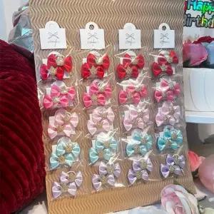 강아지 리본 왕관 고무줄 2P 20개 세트 반려견 머리끈