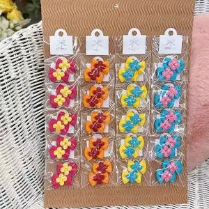 강아지 클로버 리본 고무줄 2P 20개 세트 애견 머리끈