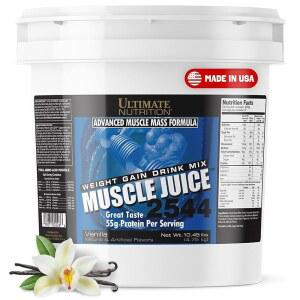 얼티밋 뉴트리션 머슬 주스, 체중 증가 믹스 - 남녀용 매스 게인 운동 파우더 55g 단백질로 제지방 근육 성장 및 면역 지원 보충제 바닐라, 10.45파운드