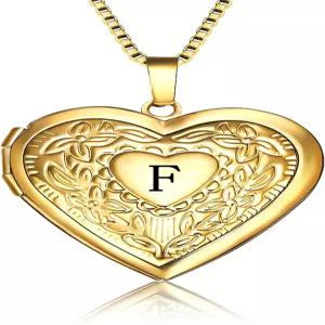 사진을 담는 GOKING 러브 하트 로켓 목걸이 알파벳 A-Z 포토 초기 출시