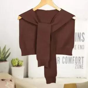 니트 레이어드 브라운솔리드 4002F 케이프 에어컨숄