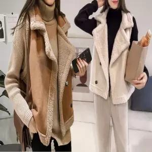 여성 페이크퍼 카라 무스탕 조끼 베스트 레이어드