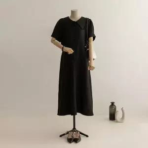 [하프클럽/]테닌 프릴 플레어 반팔 원피스