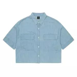 [보리보리/에꼴리에]여아 아웃포켓 데님 크롭 반팔 셔츠 22P0351_BL