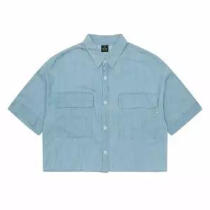 [보리보리/에꼴리에]여아 아웃포켓 데님 크롭 반팔 셔츠 22P0351_BL