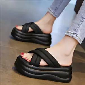 키높이 여성 여름 샌들 7cm 물놀이 비치 샌들 슬리퍼