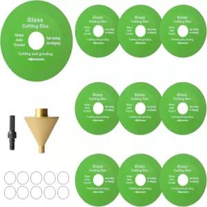 M10 스레드 어댑터용 앵글 그라인더 을 위한 다이아몬드 베벨링 챔퍼 비트 10개 유리 절단 디스크 50mm