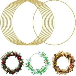 10팩 메탈 플로럴 후프 공예용 10인치 골드 DIY 웨딩 장식용 매끄러운 화환 마크라메 반지 드림캐처
