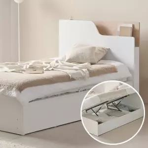 상일리베가구 라운디 투톤에디션 LED 모션 리프트업 빅수납 침대프레임 SS