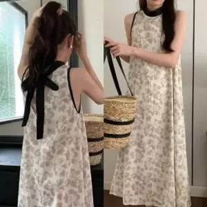 [SBD] 꽃무늬 A라인 프린팅원피스 해변룩 해변 홀터넥원피스