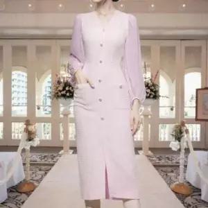 [SBD] 롱 트위드 버튼 원피스 상견례 드레스 슬림라인