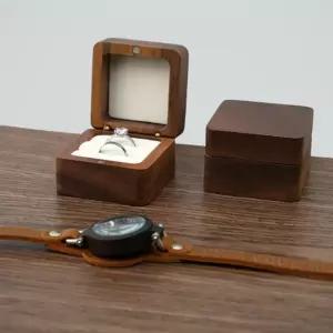 돌반지 커플링 투명창 원목 보석함 웨딩 반지케이스 1구 우드 사각 2구