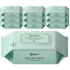 알뜰공식 네이처 민트 물티슈 캡형 100매 10개
