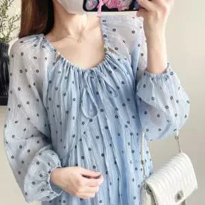 블루 원피스 시원한 샤랄라 임산부