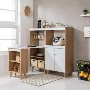 1인가구 오피스텔 낮은 ㄱ자 렌지수납장+식탁 세트 북유럽 자취방 디자이너