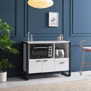 모던 그레이/화이트 전자렌지 부엌 수납장 1090 다용도 밥통 렌지대 선반