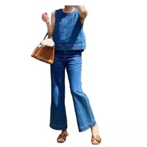 데님 조끼 팬츠 탑 정장 투피스 스트리트 여름 세트 세미