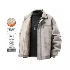 남자항공점퍼 도톰하고 기모 스웨터 하이넥 PU가죽 패딩 점퍼 하고 도톰한 가죽 지갑 ible1