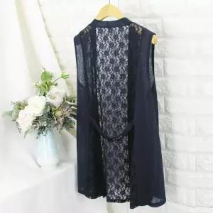 kwh_뒤 레이스 VT .VOT엄마옷 쉬폰조끼 시스루조끼 망사조끼 빅사이즈