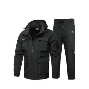 방한 낚시복 동계 겨울 의류 남성용 방수 보온 재킷 상하의 기모 양털 아우터