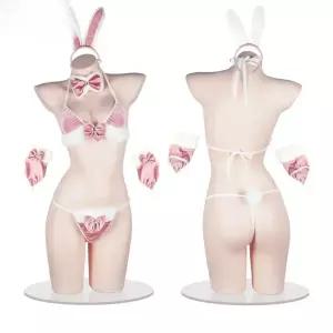 한 크리스마스 여성 의상 프레 토끼 슈트 성인 롤플레이 브라 팬티 세트