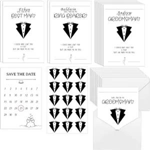 14개의 봉투가 포함된 Jutom 28개의 재미있는 신부 들러리 프로포즈 카드 세트 Floral 8 Will You Be My