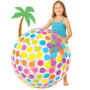 기프트익스프레스 40인치 폴카닷 비치볼 - 수영장 파티용 투명 풍선 볼 여름 야외 물놀이 장난감 장식