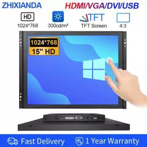 5인치 산업용 저항성 정전식 터치스크린 모니터 TFT LCD 024*768 금속 하우징 HD VGA DVI USB 키오스크용