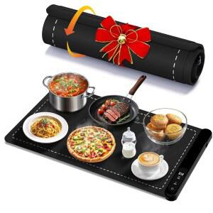 음식용 워밍 매트 - 전기 트레이 6가지 온도 설정이 가능한 롤러블 휴대용 푸드 워머 파티 뷔페용 실리콘 히팅 호스트 신규 주택 소유자 홈레이디에게 좋은 선물