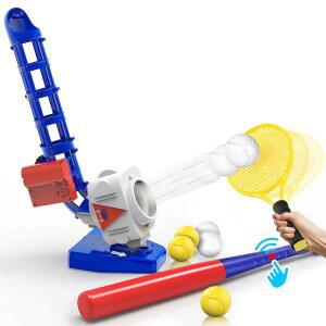 아이플레이 아이러닝 피칭 머신 장난감 RC 야구 테니스 투수 1명 중 2명 오토볼 런칭 배트 스포츠 뒷마당 게임 밖의 소년 야외 활동 생일 선물 5 6 7 8 10 12세 청소년 부분 조립