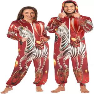 알라자 어덜트 원시 지브라 매직 쇼 동물 댄스 파자마 코스튬 파티복