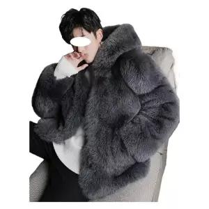 빅사이즈 남자 모피코트 인조밍크 겨울코트 폭스퍼