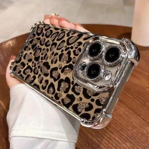 삼성 갤럭시 S25  플러스 FE A73 A55 5G 4G용 골든 레오파드 프린트 사각 케이스
