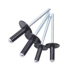 50 / 개 알루미늄 강철 대형 플랜지 헤드 블랙 블라인드 리벳 3.2 4 4.8x8 MM