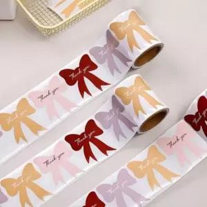 리본 포장 스티커 롤 2개 세트 선물 다이어리 꾸미기 데코 땡큐 수공예 포장용 라벨 이벤트 파티 답례품