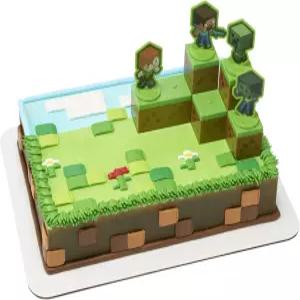 데코셋 마피아 주의 마인크래프트 케이크 토퍼 6피스 스태커블 장식 캐릭터와 3D 블록 연동 식품 안전 생일