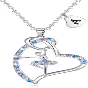 DVA 발레리나 소녀 발레 댄서를 위한 선물 0대 목걸이 하트 이니셜 댄스 주얼리 여성용