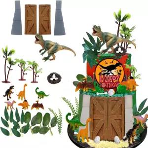 공룡 케이크 토핑 파크 도어 생일을 맞아 나무 장식을 남기다